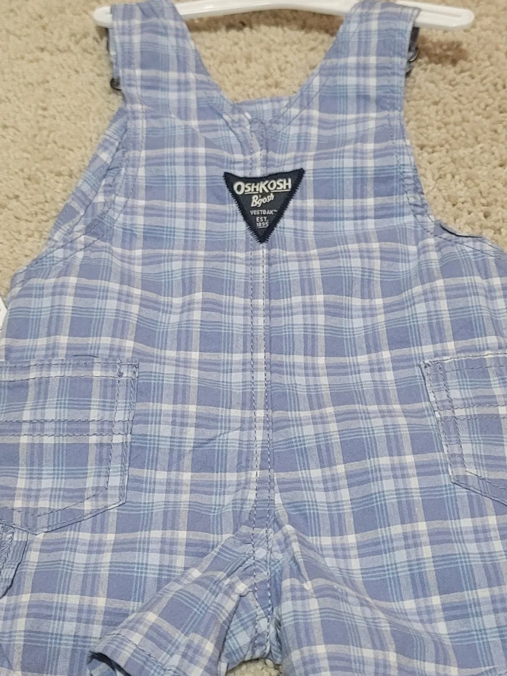 6M OshKosh B'gosh Blue and White Plaid Overalls